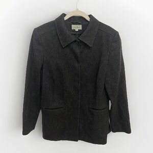 LL Bean‎ Vintage '90s Dark Gray Wool Button Down Jacket